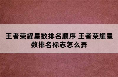 王者荣耀星数排名顺序 王者荣耀星数排名标志怎么弄